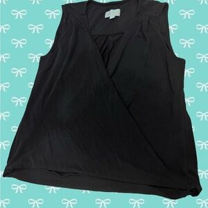 Veronica M Black Sleeveless Wrap Tank Top